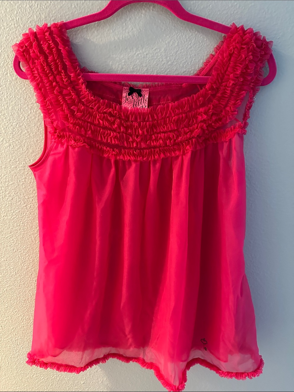 New Victoria's Secret Hot Pink Ruffled Scoop Neck Camisole